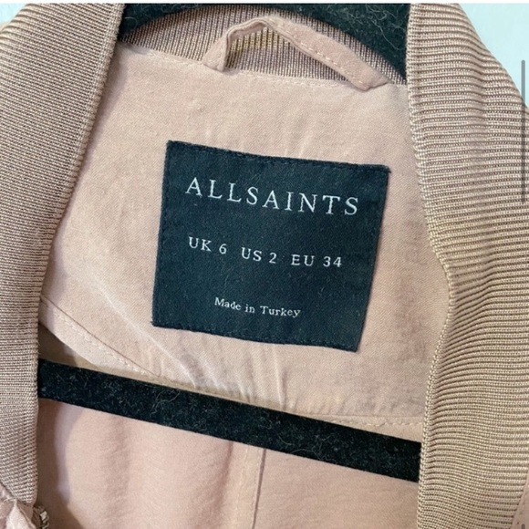 AllSaints Elio Bomber Parka Coat in dusty rose - sz 2 - Picture 10 of 15